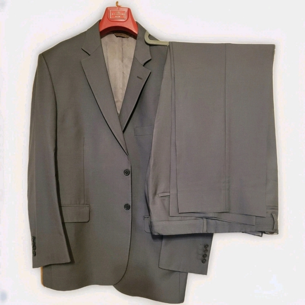Pronto Uomo Suit Mens Size 41 Signature  Wool Gray Jacket Pant 41 waist Italy